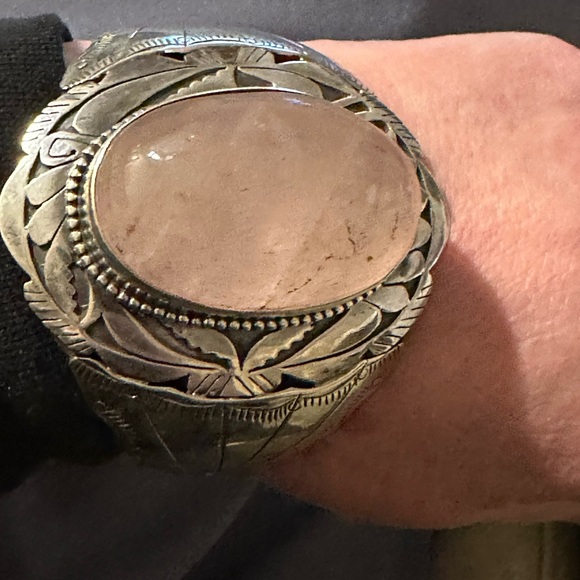 Rose Quartz southwestern 925 sterling silver cuff - Picture 4 of 7